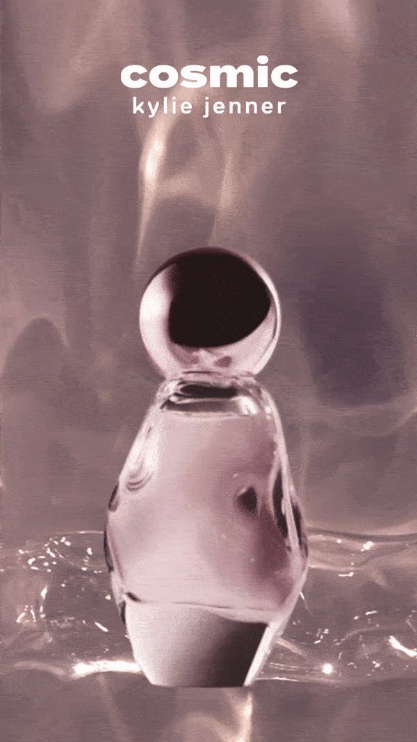 Cosmic bottle reflected in rippling pink light